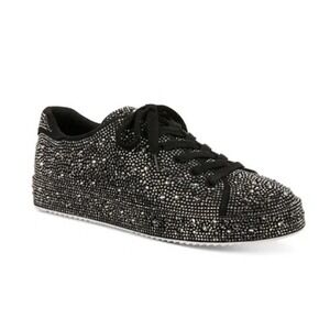INC INTERNATIONAL CONCEPTS Lola Sneakers Black Pewter Bling Rhinestone Stud 6.5